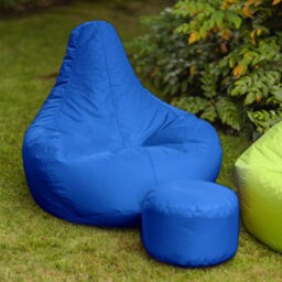 Icon Dalton Adults High Back  Indoor Outdoor Bean Bag Chair & Footstool Pouffe Blue - thumbnail 3