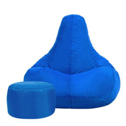 Icon Dalton Adults High Back  Indoor Outdoor Bean Bag Chair & Footstool Pouffe Blue - thumbnail 4