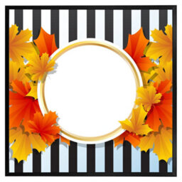 "Andrew Lee Orange& Red Autumn Leaves On Black Stripes (Picutre Frame) / 12X12"" / Oak" - thumbnail 7