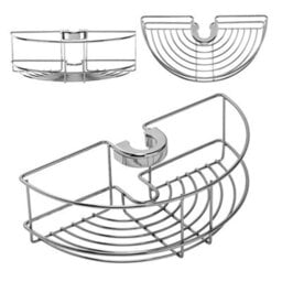 Chrome Shower Caddy Fits Riser Rail, Shower Holder Basket Storage Unit - thumbnail 3