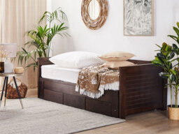 Beliani Bed With Storage Drawers Wood Cahors 90 X 200 Cm (Eu Single) Dark Brown - thumbnail 2