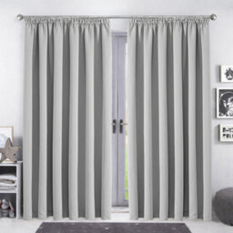 Bedlooms Blackout Curtains Thermal Insulated Pencil Pleat Light Grey Curtain (Pair) 66 X 90 Inches With Tie Backs Two - thumbnail 9