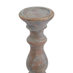 Siena Brown Column Candle Holder - Rustic Mediterranean Style - thumbnail 2
