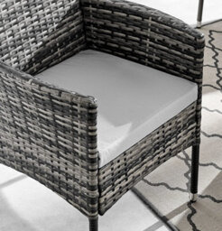 Seville 4 Seater Rattan Garden Dining Patio Set With Square Glass Table & Light Grey Cushions + Free Rain Cover - thumbnail 3