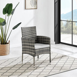Seville 4 Seater Rattan Garden Dining Patio Set With Square Glass Table & Light Grey Cushions + Free Rain Cover - thumbnail 5