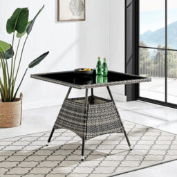 Seville 4 Seater Rattan Garden Dining Patio Set With Square Glass Table & Light Grey Cushions + Free Rain Cover - thumbnail 4