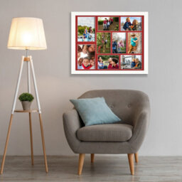 AK Frames 20X16 White Sleek Multi Photo Frame With Crimson Mount - Holds 9 Apertures (2X) 7X5, (7X) 6X4 Photos - thumbnail 3