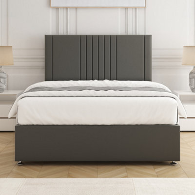Bsspoke Monaco Divan Bed Set Grey Plush Velvet With 24Inch Headboard & Mattress No Drawers In Double King 3Ft 4Ft 6Ft - image 1