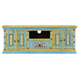 Berkfield Sturdy Tv Cabinet Blue 110X30X40 Cm Solid Wood Mango - thumbnail 3
