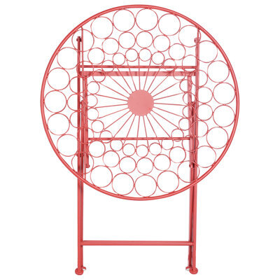 Beliani Red Foldable Iron Bistro Table Uv-Resistant For Small Balconies And Patios - image 1