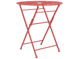 Beliani Red Foldable Iron Bistro Table Uv-Resistant For Small Balconies And Patios - thumbnail 3
