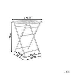 Beliani Red Foldable Iron Bistro Table Uv-Resistant For Small Balconies And Patios - thumbnail 4