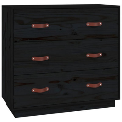 Berkfield Rustic Sideboard Black 80X40X75 Cm Solid Wood Pine - image 1