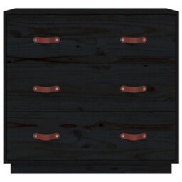 Berkfield Rustic Sideboard Black 80X40X75 Cm Solid Wood Pine - thumbnail 3