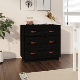 Berkfield Rustic Sideboard Black 80X40X75 Cm Solid Wood Pine - thumbnail 2