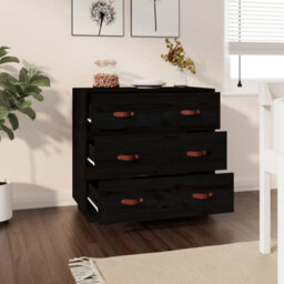 Berkfield Rustic Sideboard Black 80X40X75 Cm Solid Wood Pine - thumbnail 7