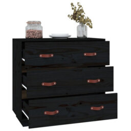 Berkfield Rustic Sideboard Black 80X40X75 Cm Solid Wood Pine - thumbnail 6