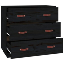 Berkfield Rustic Sideboard Black 80X40X75 Cm Solid Wood Pine - thumbnail 4