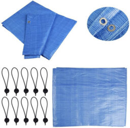 SolaDirect 5 X 8 M Tarpaulin Waterproof Cover Camping Ground Sheet Caravan Furniture Multipurpose 10 Bungee Balls Blue 55 Gsm - thumbnail 3