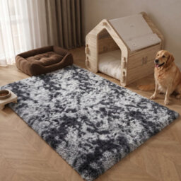 Oxford Homeware Shaggy Rug Anti-Slip Washable Soft Fluffy Living Room And Bedroom Rug (Mottled Grey, 60X110Cm) - thumbnail 1