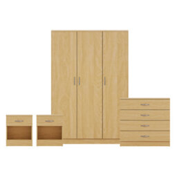 Lassic Vida Designs Riano 4 Piece Bedroom Set (1 Drawer Bedside Chest, 4 Drawer Chest, 3 Door Wardrobe), Pine - thumbnail 8