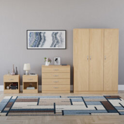 Lassic Vida Designs Riano 4 Piece Bedroom Set (1 Drawer Bedside Chest, 4 Drawer Chest, 3 Door Wardrobe), Pine - thumbnail 7