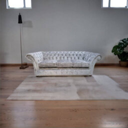 Chesterfield 3 Seater Nuovo Ash Grey Fabric Sofa Settee Bespoke In Balmoral Style - thumbnail 3