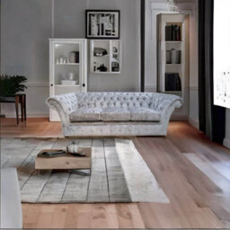 Chesterfield 3 Seater Nuovo Ash Grey Fabric Sofa Settee Bespoke In Balmoral Style - thumbnail 4