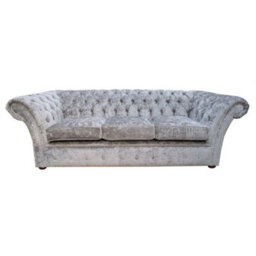 Chesterfield 3 Seater Nuovo Ash Grey Fabric Sofa Settee Bespoke In Balmoral Style - thumbnail 1