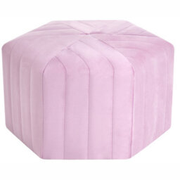 Wyld And Coco Ottman Glamour Velvet Hexagonal Pouffe Light Violet 53 X 48 X 29 Cm - thumbnail 3