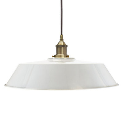 Pale Grey Large Chancery Painted Dome Pendant Light With Antique Brass Lamp Holder And Black Twisted Cable - Se Home - image 1