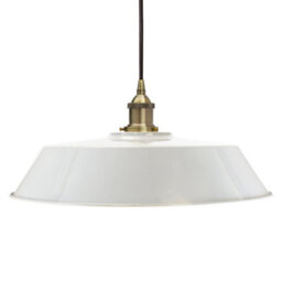 Pale Grey Large Chancery Painted Dome Pendant Light With Antique Brass Lamp Holder And Black Twisted Cable - Se Home - thumbnail 1