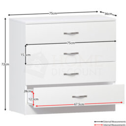 Lassic Vida Designs Riano White 4 Drawer Chest (H)720mm (W)750mm (D)360mm - thumbnail 2