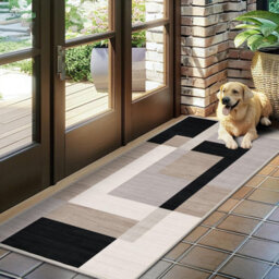 Ameha Milo Neutral Printed Rug 60X220 Cm Non Slip Kitchen Hallway Runner Rug Large Floor Mats Carpet