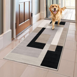 Ameha Milo Neutral Printed Rug 60X220 Cm Non Slip Kitchen Hallway Runner Rug Large Floor Mats Carpet - thumbnail 4