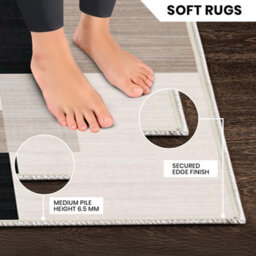 Ameha Milo Neutral Printed Rug 60X220 Cm Non Slip Kitchen Hallway Runner Rug Large Floor Mats Carpet - thumbnail 8