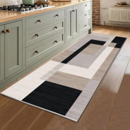 Ameha Milo Neutral Printed Rug 60X220 Cm Non Slip Kitchen Hallway Runner Rug Large Floor Mats Carpet - thumbnail 9