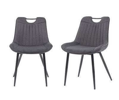 MMT Funiture Designs Dark Grey Ure Designs Ltd Nigella Dining Chairs Set Of 2, Velvet Chair Bucket - image 1