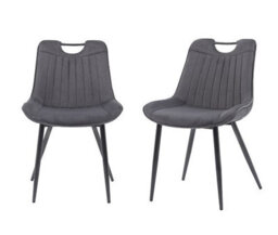MMT Funiture Designs Dark Grey Ure Designs Ltd Nigella Dining Chairs Set Of 2, Velvet Chair Bucket - thumbnail 1