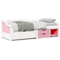 Berkfield Day Bed With 3 Drawers Without Mattress Irun White&pink 90X200 Cm