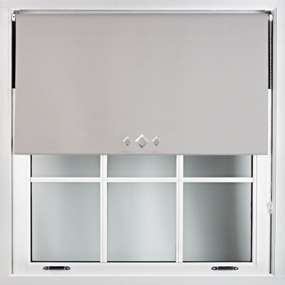 Furnished Thermal Blackout Roller Blinds With Triple Diamond Eyelets & Metal Fittings - Grey (W)55Cm (L)210Cm