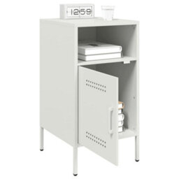 Berkfield Bedside Cabinet White 36X39X68 Cm Steel - thumbnail 4