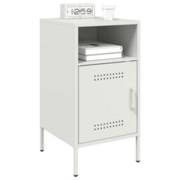 Berkfield Bedside Cabinet White 36X39X68 Cm Steel - thumbnail 5