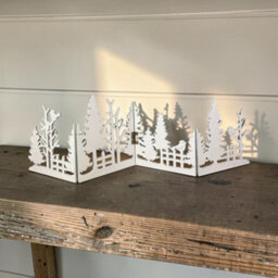 Four Candle Satchville White Wooden Christmas Scene Display - thumbnail 2