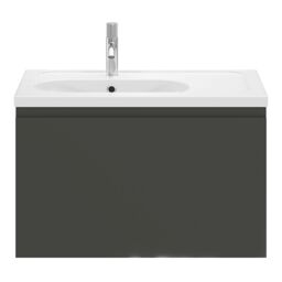 GoodHome Levanna Matt Dark Grey Wall-Mounted Vanity Unit & Basin Set (W)800mm (H)480mm - thumbnail 2