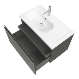 GoodHome Levanna Matt Dark Grey Wall-Mounted Vanity Unit & Basin Set (W)800mm (H)480mm - thumbnail 4