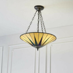 Tiffany Glass Hanging Ceiling Pendant Light Dark Bronze 3 Lamp Shade I00096 - thumbnail 4