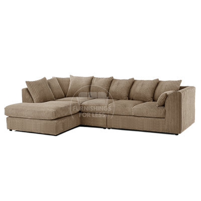 Furnishings For Less UK Luxor Coffee Jumbo Cord Large 5 Seater Corner Sofa Long Left Hand Facing - image 1