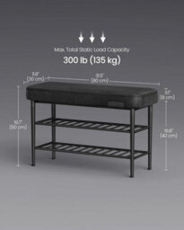 Vasagle Ekho Collection - Shoe Bench, Storage Bench, Shoe Rack Bench Entryway, Synthetic Leather With Stitching - thumbnail 5