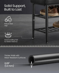 Vasagle Ekho Collection - Shoe Bench, Storage Bench, Shoe Rack Bench Entryway, Synthetic Leather With Stitching - thumbnail 6